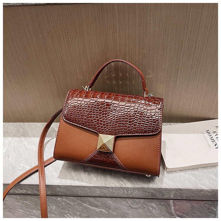Mining Stone Pattern Stitching Square Pouch Women's Classic All-match Niche Shoulder Bag